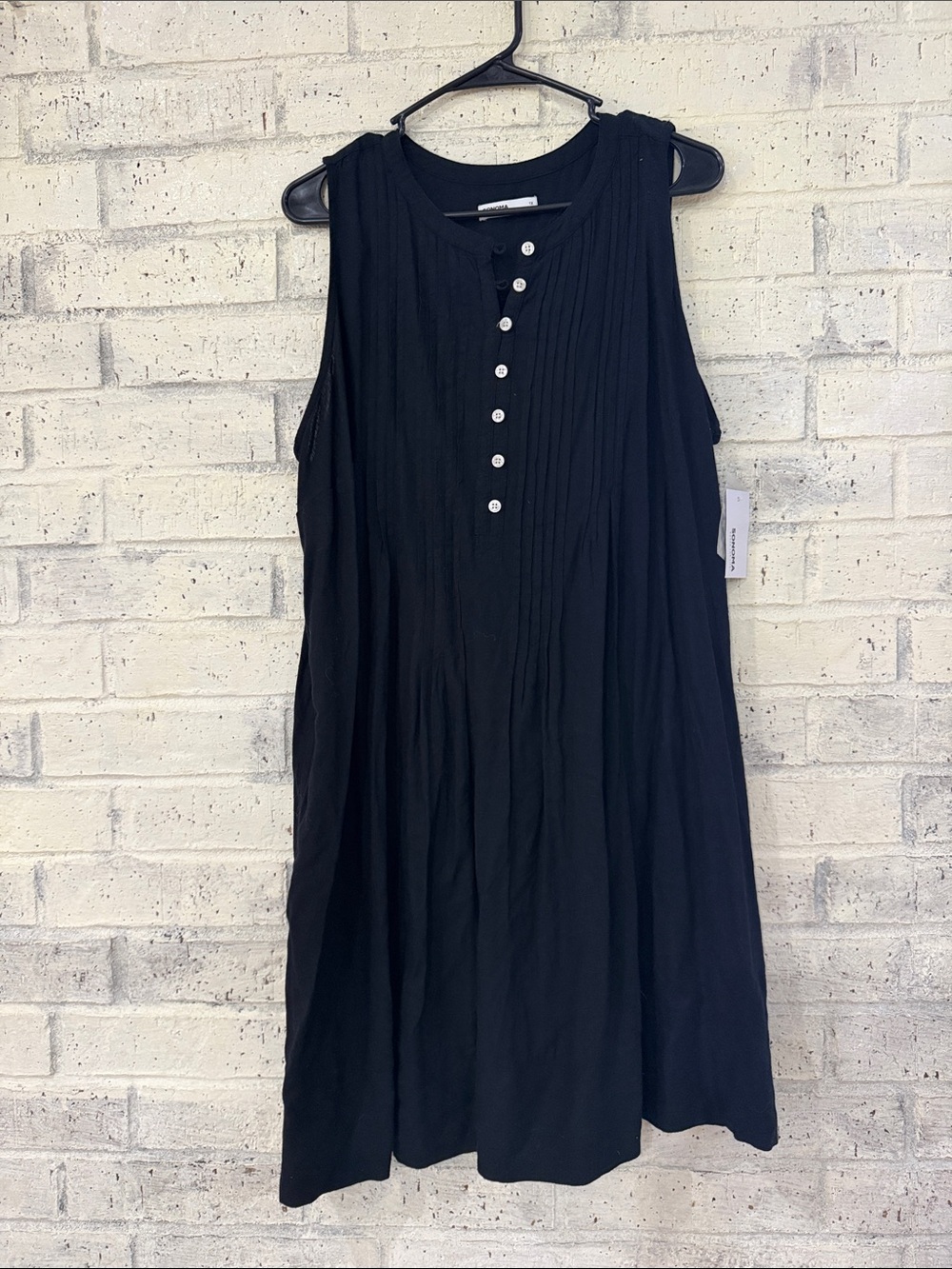 Sonoma Black Sleeveless Mini Dress with Front Buttons